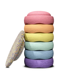 Stapelstein Pastel Rainbow Bundle 6+1 Board Confetti
