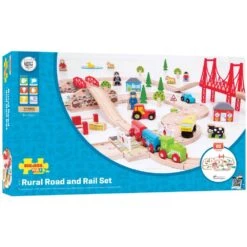 Bigjigs Houten Trein Road & Rail Set 80-delig -Hape || BIGJIGS || Goki Verkoopwinkel image 687