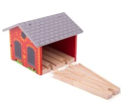 Bigjigs Dubbele Trein Loods -Hape || BIGJIGS || Goki Verkoopwinkel image 722