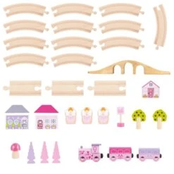 Bigjigs Houten Trein Set Roze 35-delig -Hape || BIGJIGS || Goki Verkoopwinkel image 734