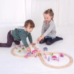 Bigjigs Houten Trein Set Roze 35-delig -Hape || BIGJIGS || Goki Verkoopwinkel image 736