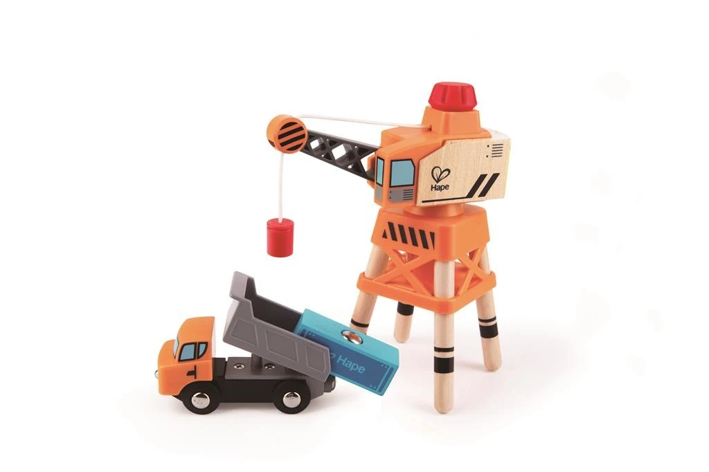 Hape Spoorbaan Uitbreiding Grote Kraan Met Vrachtwagen 1 Hape Spoorbaan Uitbreiding Grote Kraan Met Vrachtwagen